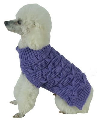 Image showing  Butterfly Stitched Heavy Cable Knitted Fashion Turtleneck Dog Sweater