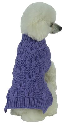 Image showing  Butterfly Stitched Heavy Cable Knitted Fashion Turtleneck Dog Sweater
