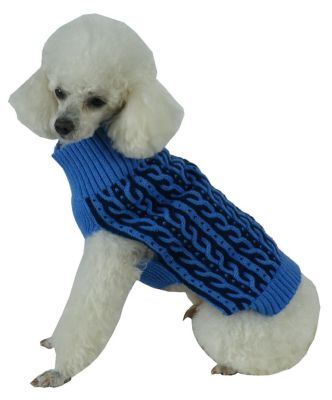 Pet Life Harmonious Dual Color Weaved Fashion Designer Heavy Cable Knitted Dog Sweater
