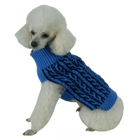 Pet Life Harmonious double color woven fashion designer heavy cable knitted dog sweater Dog Sweaters