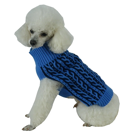 Pet Life Harmonious Dual Color Weaved Fashion Designer Heavy Cable Knitted Dog Sweater
