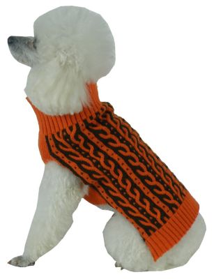 Image showing  Harmonious Dual Color Weaved Fashion Designer Heavy Cable Knitted Dog Sweater