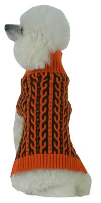 Image showing  Harmonious Dual Color Weaved Fashion Designer Heavy Cable Knitted Dog Sweater