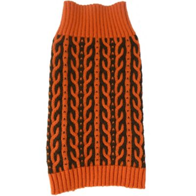 Image showing  Harmonious Dual Color Weaved Fashion Designer Heavy Cable Knitted Dog Sweater