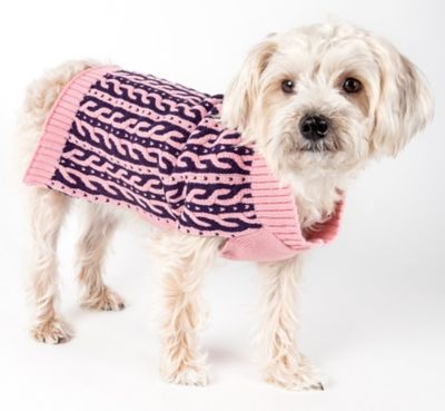 Pet Life Harmonious Dual Color Weaved Fashion Designer Heavy Cable Knitted Dog Sweater