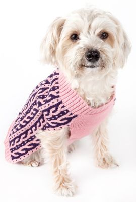 Pet Life Harmonious Dual Color Weaved Fashion Designer Heavy Cable Knitted Dog Sweater
