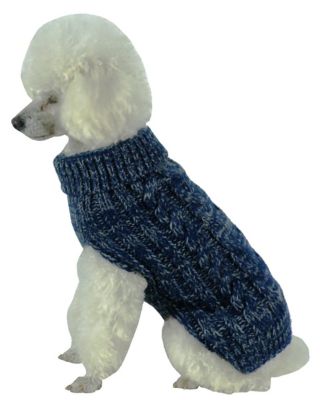 Image showing  Classic True Blue Heavy Ribbed Fashion Cable Knitted Dog Sweater