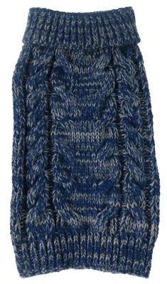 Image showing  Classic True Blue Heavy Ribbed Fashion Cable Knitted Dog Sweater