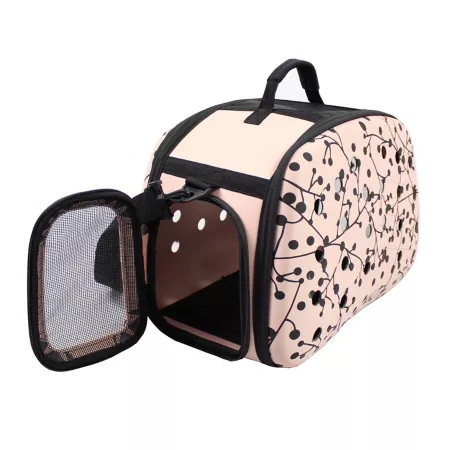 Pet Life Pet Carrier Lightweight Foldable Military Grade Narrow Shell Perforated Pink Soft Sided Crates