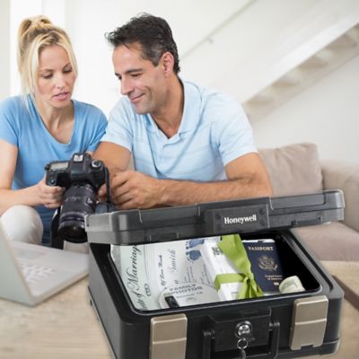 Image showing  0.24 cu. ft. Key Lock Medium Fire/Water Chest with Carry Handle, 30-Minute UL Fire-Rated