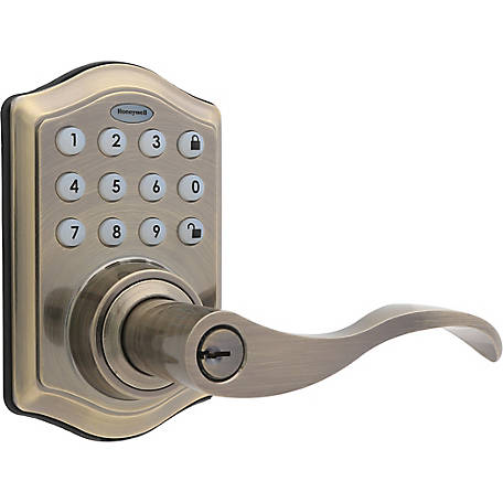 Honeywell Digital Electronic Entry Lever Door Lock, Antique Brass