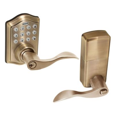 Image showing  Antique Brass Digital Electronic Entry Lever Door Lock