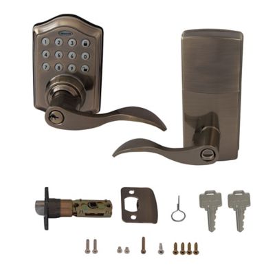 Image showing  Antique Brass Digital Electronic Entry Lever Door Lock