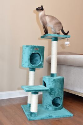 Image showing  Real Wood Cat Tree Condo House with 2 Private Condos 43 in. Green A4301