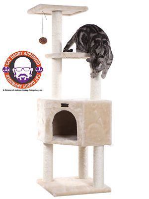 Armarkat 3 Levels Real Wood Cat Tower for Kittens Play 48 Height Beige A4801