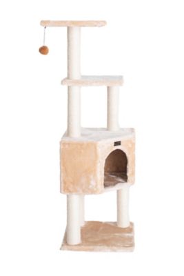 Image showing  48 in. 3-Levels Real Wood Cat Tower for Kittens Play, Beige