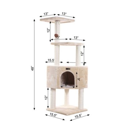 Image showing 8 th Armarkat 48 in. 3-Levels Real Wood Cat Tower for Kittens Play, Beige