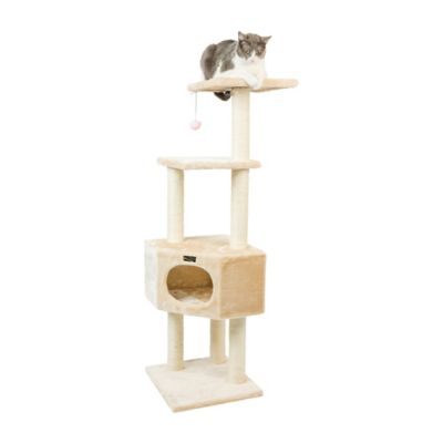Image showing  52 in. 3-Tier Real Wood Cat Tree, Beige