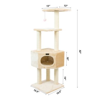 Image showing  52 in. 3-Tier Real Wood Cat Tree, Beige