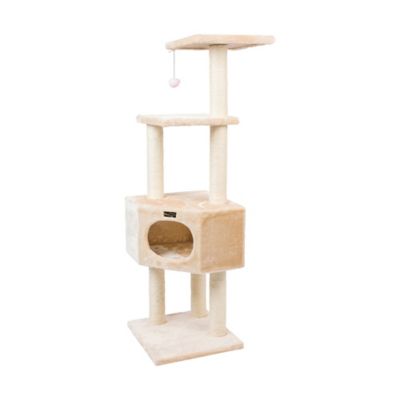Image showing  52 in. 3-Tier Real Wood Cat Tree, Beige