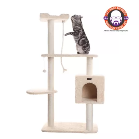 Armarkat Real Wood Cat Scratching Furniture Covered in Faux Fur 57" Beige A5708 Cat Trees & Condos