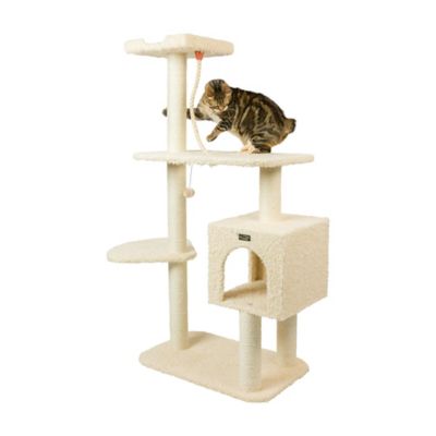 Image showing  Faux Fur Covered Real Wood Cat Scratch Furniture 57 in. Beige A5708