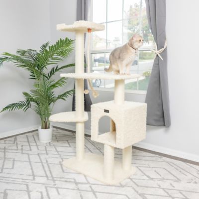 Image showing  Faux Fur Covered Real Wood Cat Scratch Furniture 57 in. Beige A5708