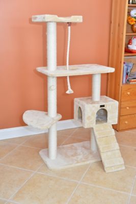 Image showing  Natural Sisal Real Wood Scratching Cat Tree 58 Height Beige A5801
