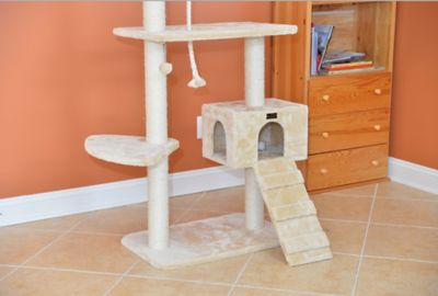 Image showing  Natural Sisal Real Wood Scratching Cat Tree 58 Height Beige A5801