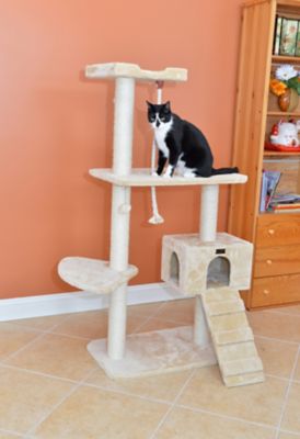 Image showing  Natural Sisal Real Wood Scratching Cat Tree 58 Height Beige A5801