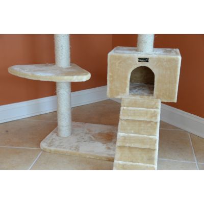 Image showing 6 th Armarkat Natural Sisal Real Wood Scratching Cat Tree 58 Height Beige A5801
