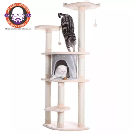 Armarkat 64" Real Wood Cat Tree with Sractch Sisal Post Soft Side House A6401 Cat Trees & Condos