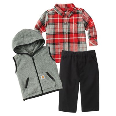 Carhartt Boys' Flannel Shirt and Vest Set, 3 pc.