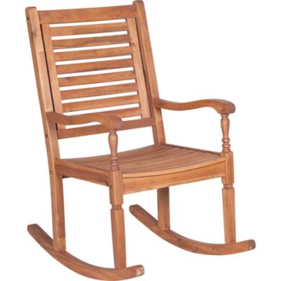 Walker Edison Solid Acacia Wood Rocking Patio Chair 35 in. x 23