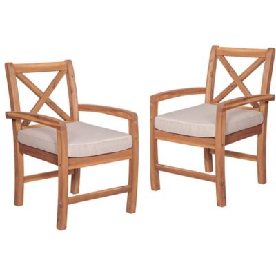 Walker Edison X Back Acacia Patio Chairs With Cushions Set Of 2 At Tractor Supply Co