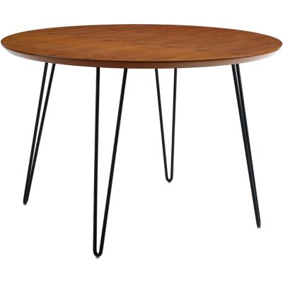 Walker Edison 46 In Round Hairpin Leg Dining Table Walnut At