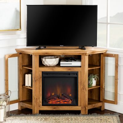 Walker Edison 48 In Wood Corner Fireplace Media Tv Stand Console W48fpcrwo At Tractor Supply Co