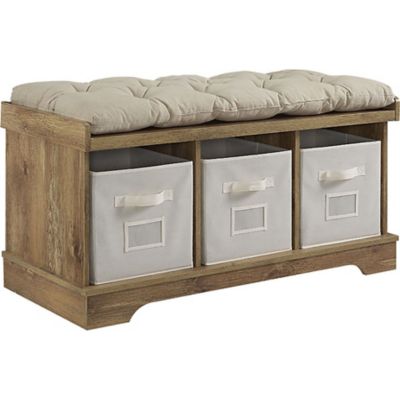 Walker Edison Wood Storage Bench With Totes And Cushion 16 X 42 X 18 In B42stcro At Tractor Supply Co
