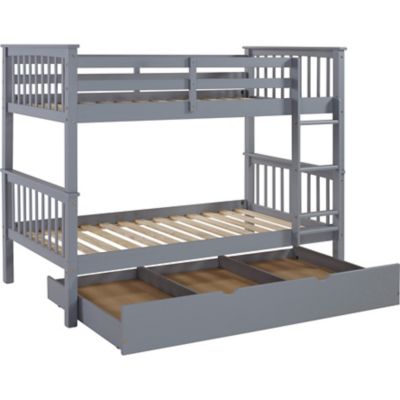 Walker Edison Solid Wood Twin Bunk Bed With Trundle Bed 250 Lb Weight Capacity Bwtotmswh Tr At Tractor Supply Co