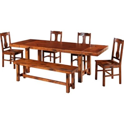 Walker Edison 6 Piece Dark Brown Acacia Patio Dining Set