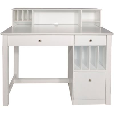 Walker Edison Home Office Deluxe White Wood Storage Computer Desk at ...