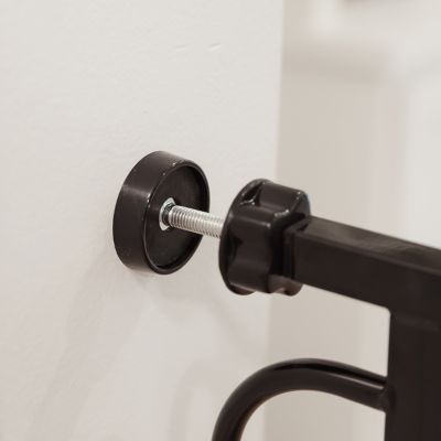 Image showing  Extra Tall Walk-Through Metal Pet Gate with Pet Door, Black, 29 in. to 39 in.