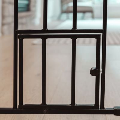 Image showing 5 th Carlson Pet Products Extra Tall Walk-Through Metal Pet Gate with Pet Door, Black, 29 in. to 39 in.