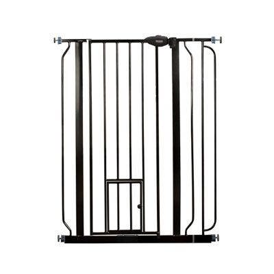 Image showing 7 th Carlson Pet Products Extra Tall Walk-Through Metal Pet Gate with Pet Door, Black, 29 in. to 39 in.