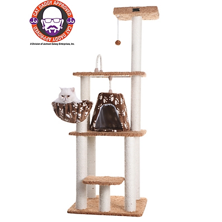 Armarkat Brown Carpet Real Wood Cat Furniture, Pressed Wood Kitty Tower, A6403
