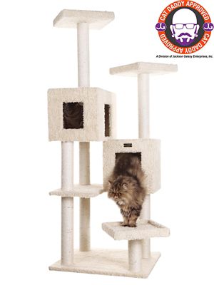 Armarkat Multi-Level Real Wood Cat Tree with 2 Spacious Condos, Perches for Kittens Pets Play
