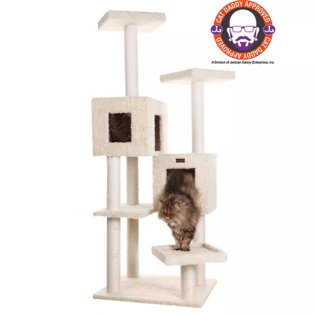 Armarkat Multi-Level Real Wood Cat Tree with 2 Spacious Condos Perches for Kittens and Pets Cat Trees & Condos