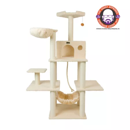 Armarkat 69" Multi-Level Real Wood Cat Scratching Tower with Hammock Cat Trees & Condos