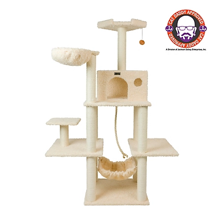 Armarkat 69 in. Multi-Level Real Wood Cat Scratching Tower with Hammock