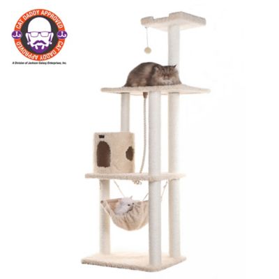 Armarkat 70" Real Wood Cat Furniture,Ultra thick Faux Fur Covered Cat Condo House A7005, Beige